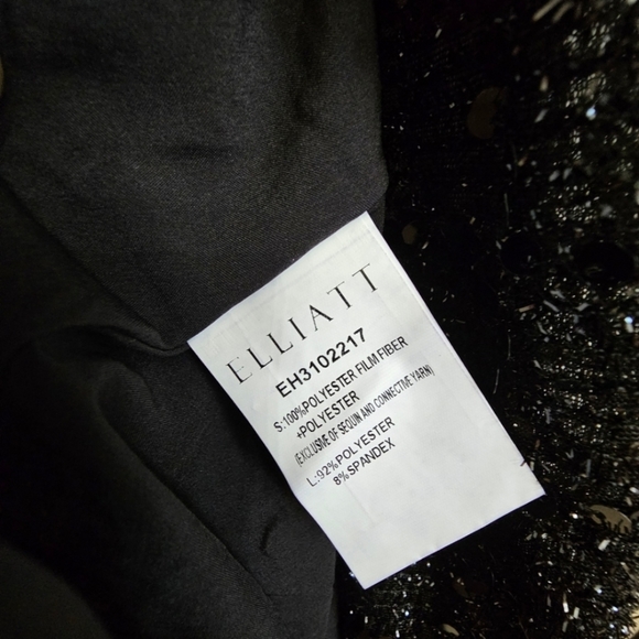 Elliatt Aubree Black Sequined Square Neck Knit Puffed Sleeve Cut Out Midi Dress - Picture 13 of 17